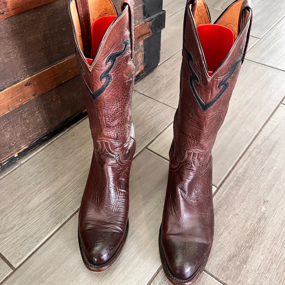 1883 by Lucchese Burnished Ranch Western Boot Baby Buffalo Whiskey Size 8D EC